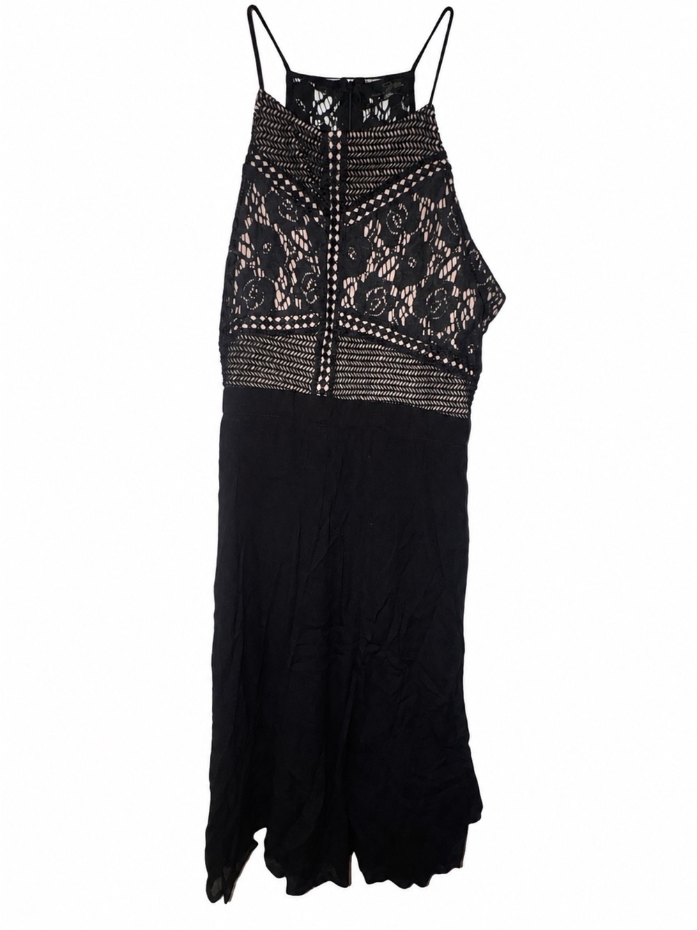 NWT Suzanne Betro Black Floral Lace Halter Dress Plus Size 1X MSRP $96